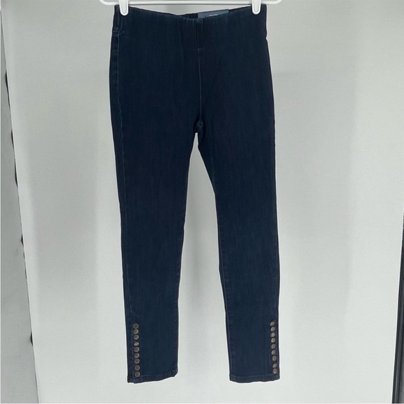 SOFT SURROUNDINGS NWT THE ULTIMATE SNAP UP LEGGINGS DARK BLUE DENIM WASH PETITE - Picture 2 of 15